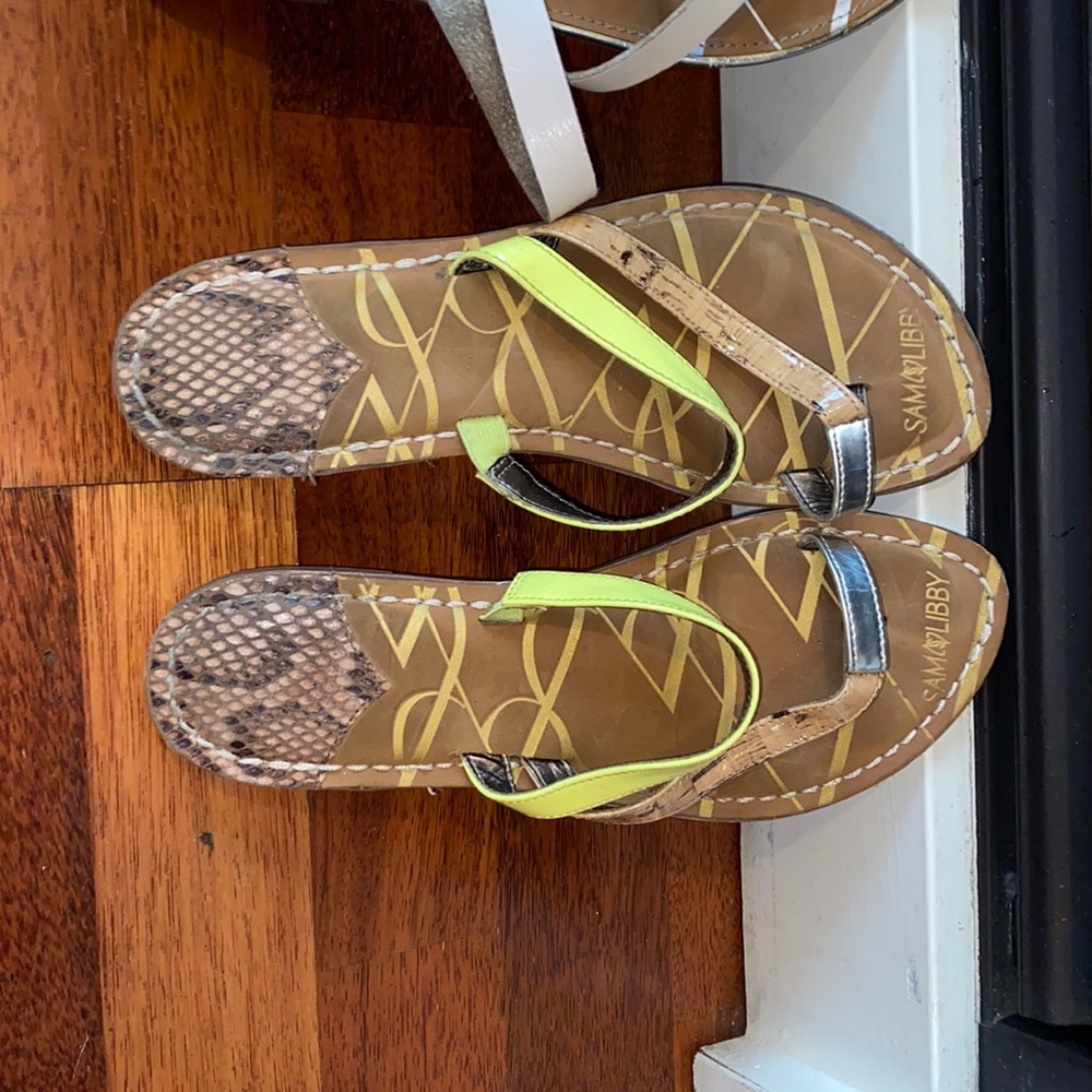 Sam & Libby Neon and snakeskin sandals